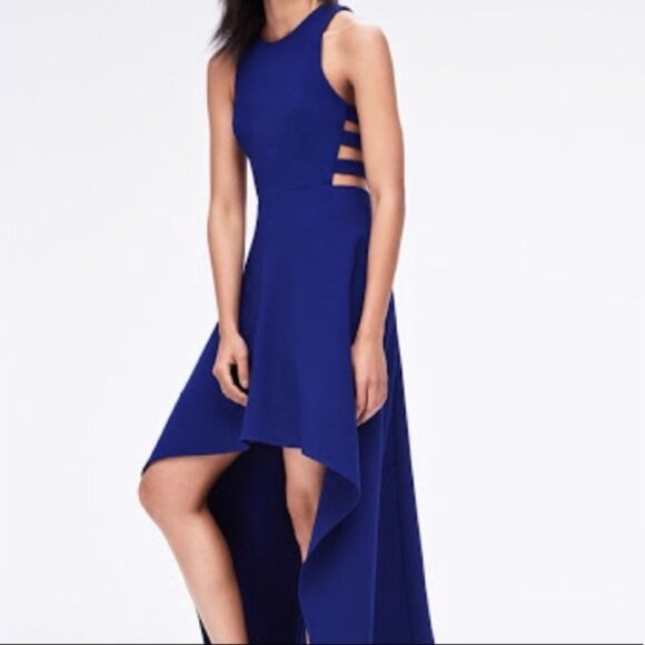 BCBGMaxAzria Women's Rosalyn Long Hi Low Cutout Back Dress, Deep Royal Blue, O - Picture 3 of 11